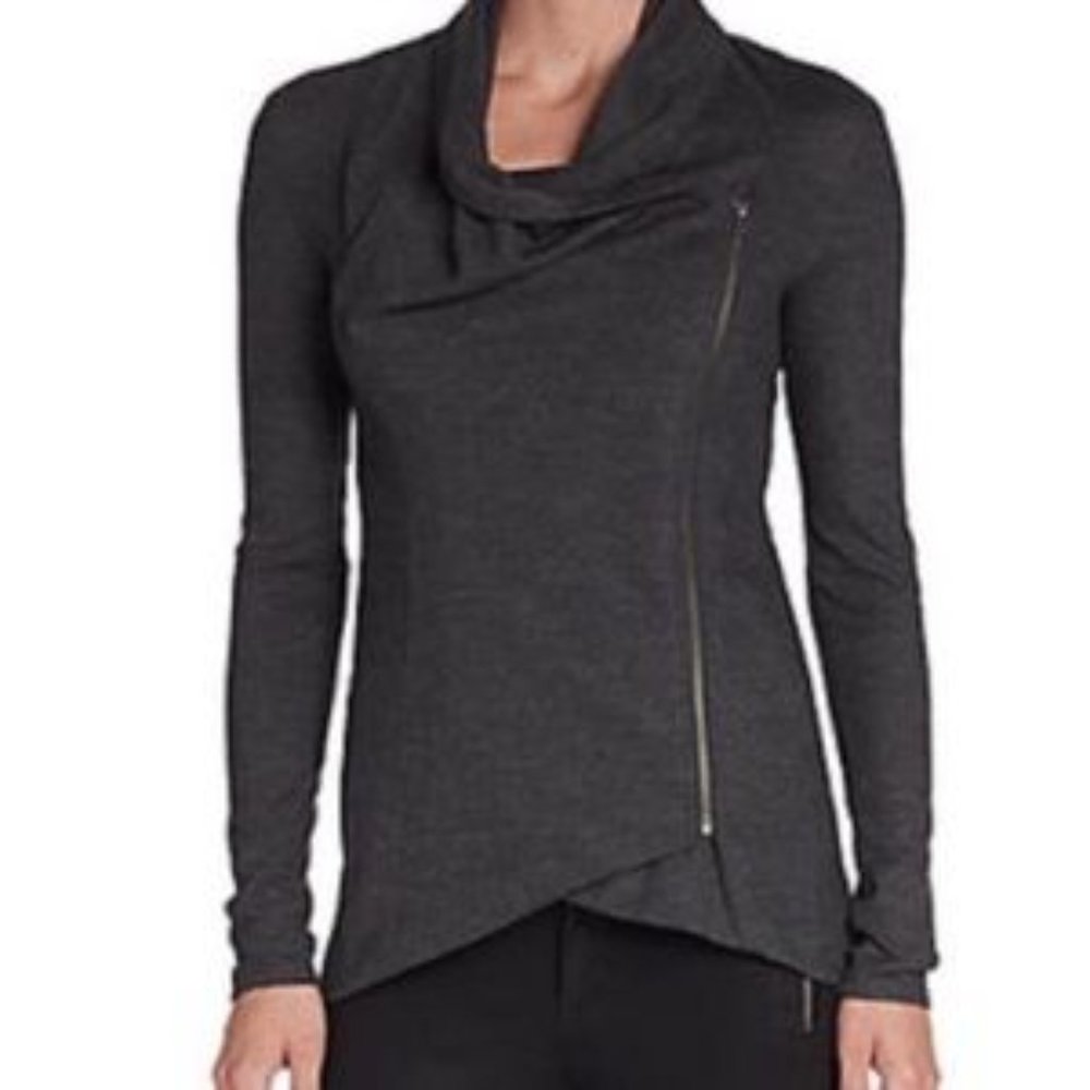 Helmet Lang wool moto style sweatshirt.